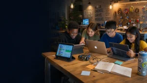 Students coding and problem-solving at Love to Code Academy