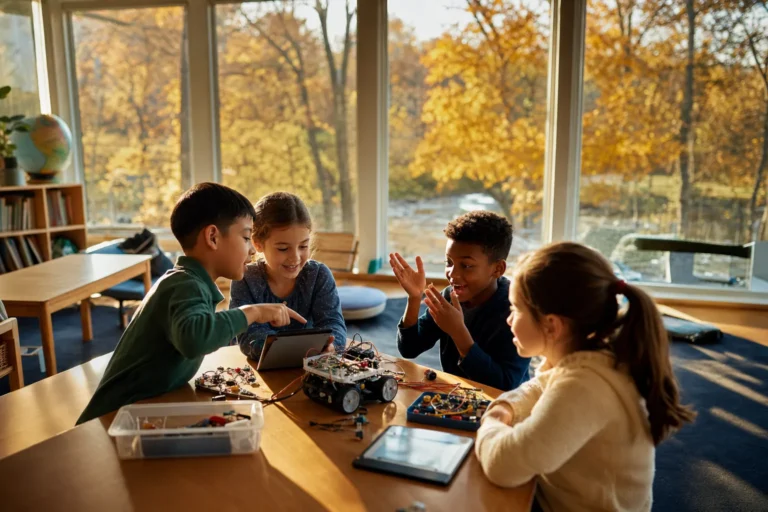 Students robotics class at Love to Code Academy